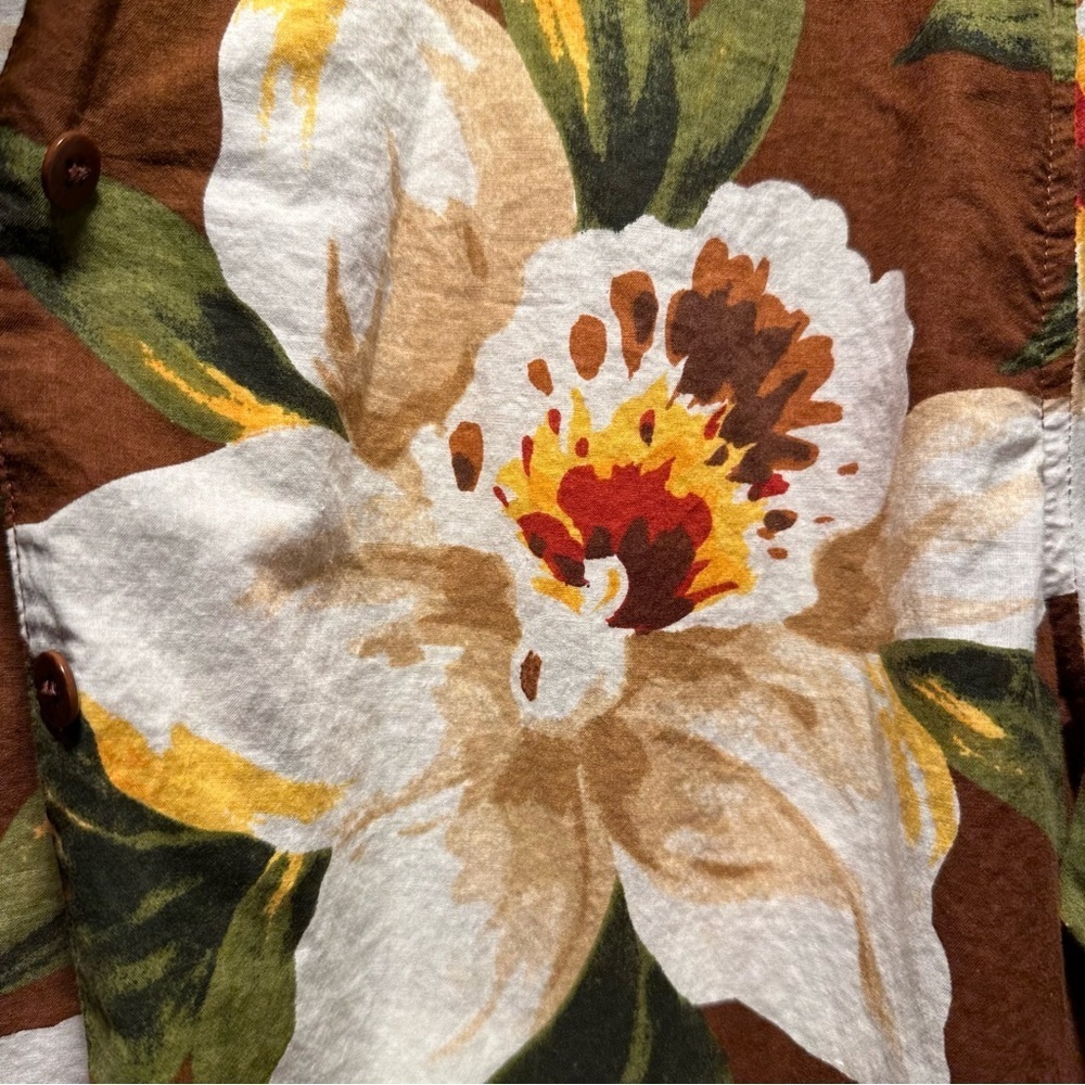 Jones New York SPORT 100% Cotton Floral Tropical Long Sleeve Button Top M - Picture 9 of 16